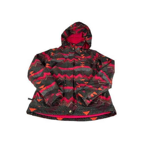 SIMS Women's Ski Snowboarding Hooded Jacket Size Small Red Aztec Full Zip Coat - Picture 1 of 13